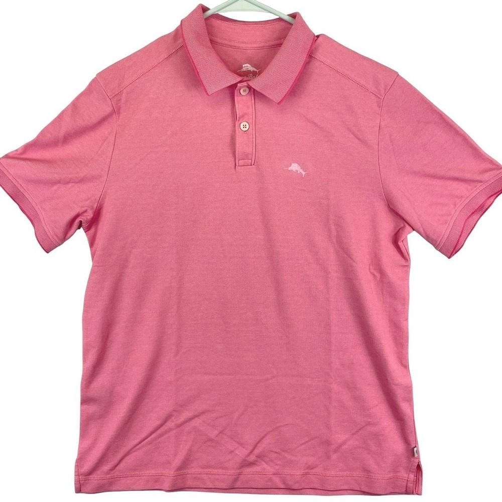 Tommy Bahama Emfielder Polo Shirt Mens S Pink Pique Golf Short Sleeve Resortwear
